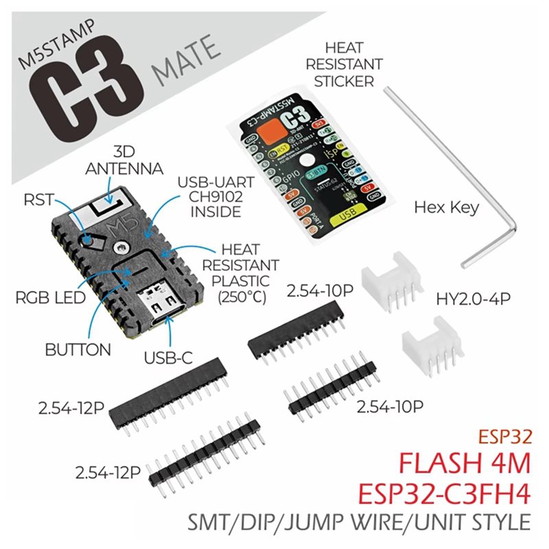 لوحة تطوير AS95-ESP32-C3 M5sta - مراجعة Esp32 Wifi Bluetooth Module وسعره